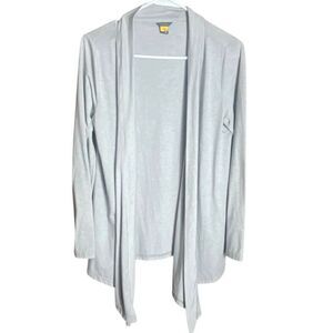 Eddie Bauer Cardigan Open Front Knit Gray Minimalist Luxe Women M